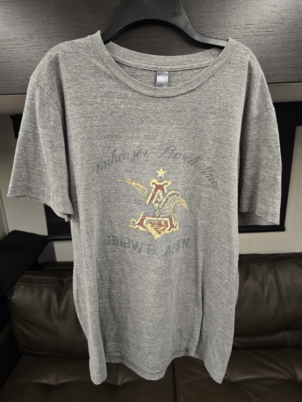 Vintage-style 1970s gray Anheuser-Busch graphic Tshirt, Size L